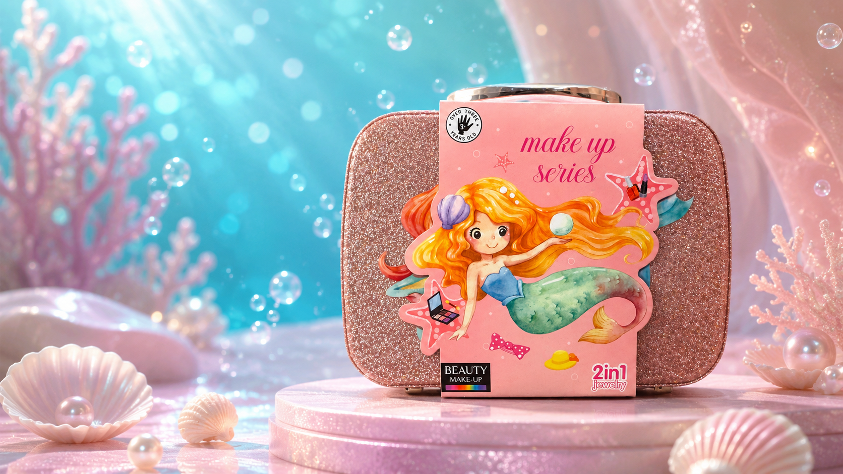 Glitter Vanity Case Pretend Makeup Set - Image 3