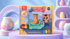 Alternative view of Pink Pottery Wheel Set with Clay, Paints and Tools