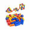 Playstan magnetic building blocks with completed shapes and loose pieces