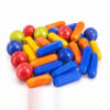 Pile of colourful Playstan magnetic building block rods and balls