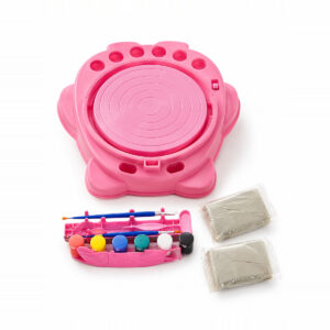 Playstan Pottery Machine Creative Play Set in pink with clay, paints and sculpting tools