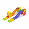 Playstan Builder Track Race Set shown from the side with cars on both ramps