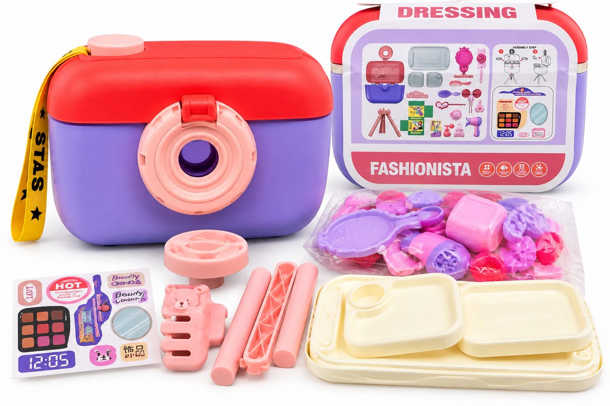 Fashionista Camera Handbag Pretend Makeup Set — 20 Pieces - Image 2