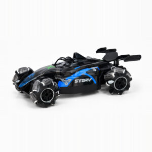 Playstan Formula Drift RC Car in black and blue with omni-directional drift wheels