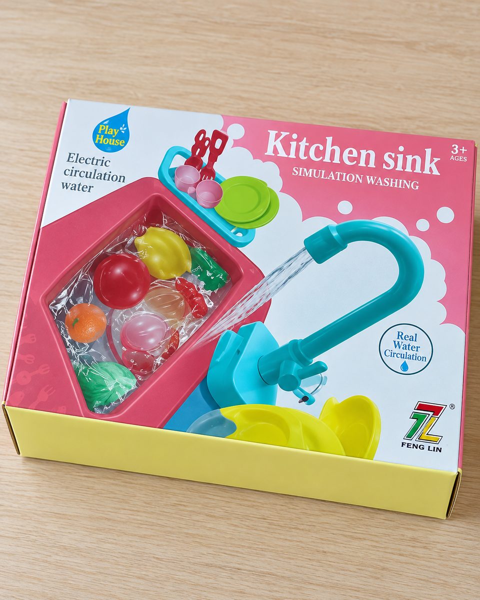 Electric Toy Kitchen Sink with Running Water