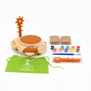 Playstan Kitty Cat Pottery Studio — cat-shaped pottery wheel with clay blocks, paint pots, brushes, sculpting tools and carry bag