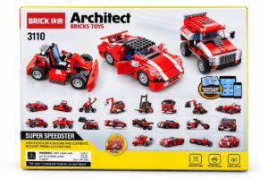 Alternative view of Red Supercar Building Blocks Set — 278+ Pieces, 23 Models in 1 (Architect 3110)