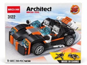Black Supercar Building Blocks Set — 256+ Pieces, 36 Models in 1 (Architect 3122)