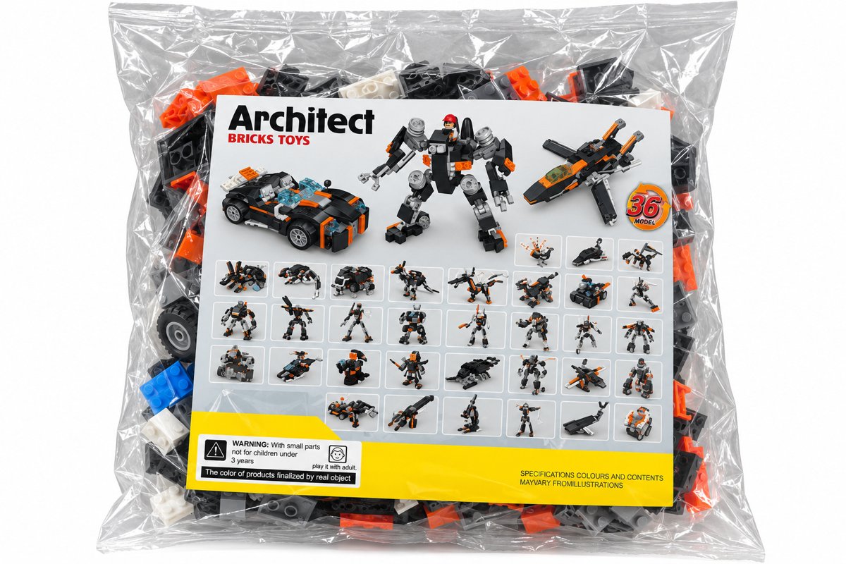 Black Supercar Building Blocks Set — 256+ Pieces, 36 Models in 1 (Architect 3122) - Image 3
