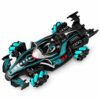 Lightspray Speed Racer RC stunt car in black and teal, three-quarter view showing the omni-directional roller wheels